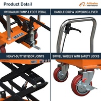 Carretilla Elevadora de Tijera Pequeña de 500 kg, Plataforma Elevadora Manual de Metal con Ruedas Giratorias, Adecuada para Almacenes