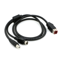 Cable Divisor en Y USB 2.0 B Macho a Conector Hoslden de 3 Pines y Mini-DIN de 24 V para Impresora de SISTEMA POS