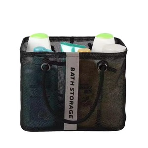 Bath Storage Mesh Toiletry <b>Bag</b> 20-35L <b>Foldable</b> Large Capacity Bathroom Travel Organizer Rectangle Shape Casual Style - Product Image 4