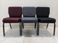 Chaises d'église en métal en gros, sièges de théâtre rembourrés en tissu avec logo, chaises d'église rembourrées en tube d'acier emboîtable