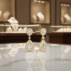 Orecchini in oro bianco con diamanti, oro massiccio 18 carati, diamanti naturali taglio a pera, certificati GIA, gioielli da sposa per donna, stile classico - Product Image 2