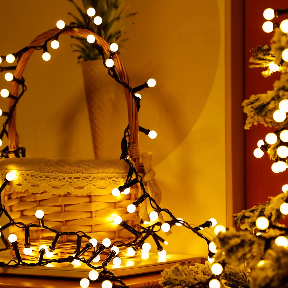 Amazon Hot LED Lights Cherry Ball Battery String Wholesale Christmas Outdoor Solar Garden Decorative Lights