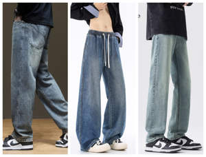 Diversi stili di pantaloni da uomo buoni materiali personalizzati a basso prezzo pantaloni larghi Jeans oversize in Denim - Product Image 3