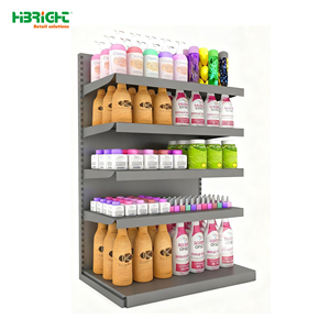 Étagères de magasin de proximité et de supermarché, affichage commercial, simple et double face, blanc métallique - Product Image 3