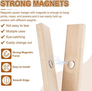 Magnetic Poster Hanger <strong>Frame</strong> Wooden Magnet Picture Hangers <strong>Frames</strong> Wide Hanging Kit for <strong>Photos</strong>, Pictures, Artwork, Maps, Brown - Product Image 2