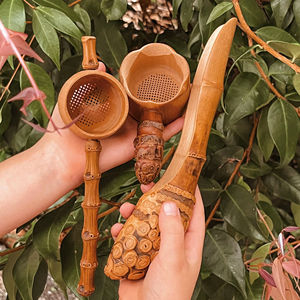 Montessori ahşap mutfak aksesuar seti duyusal oyun aktiviteleri için bambu Bambino Trio Scoop seti - Product Image 1