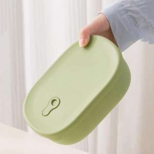 Contenedor de Almacenamiento de Alimentos de Grado Alimenticio para el Hogar, a Prueba de Fugas, con 3 Compartimentos, Lonchera Bento de Silicona con Tapa, Loncheras de Silicona - Product Image 6