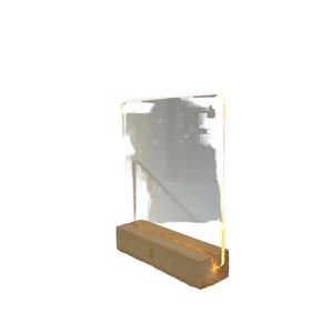 Wholesale Customized Bedroom <b>LED</b> Beech Wooden Rectangular Base Warm Cold White <b>Light</b> USB Powered for Acrylic 3D Night <b>Lights</b> - Product Image 1