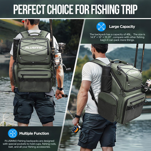 Mochila de Pesca Resistente al Agua de 45L con Portacañas y Nevera, Bolsa Táctica Grande para Aparejos de Pesca al Aire Libre - Product Image 5