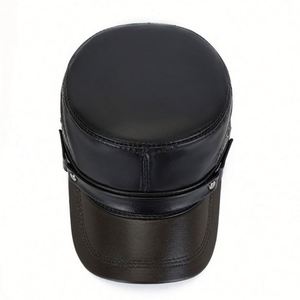 Casual Autumn Winter Flat Top Outdoor Warm <b>Hat</b> Genuine Leather Men Winter <b>Hat</b> - Product Image 5