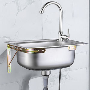 Vente en gros Petit évier de cuisine à une cuvette Forme carrée en acier inoxydable 201/304 avec surface brossée à un trou - Product Image 4