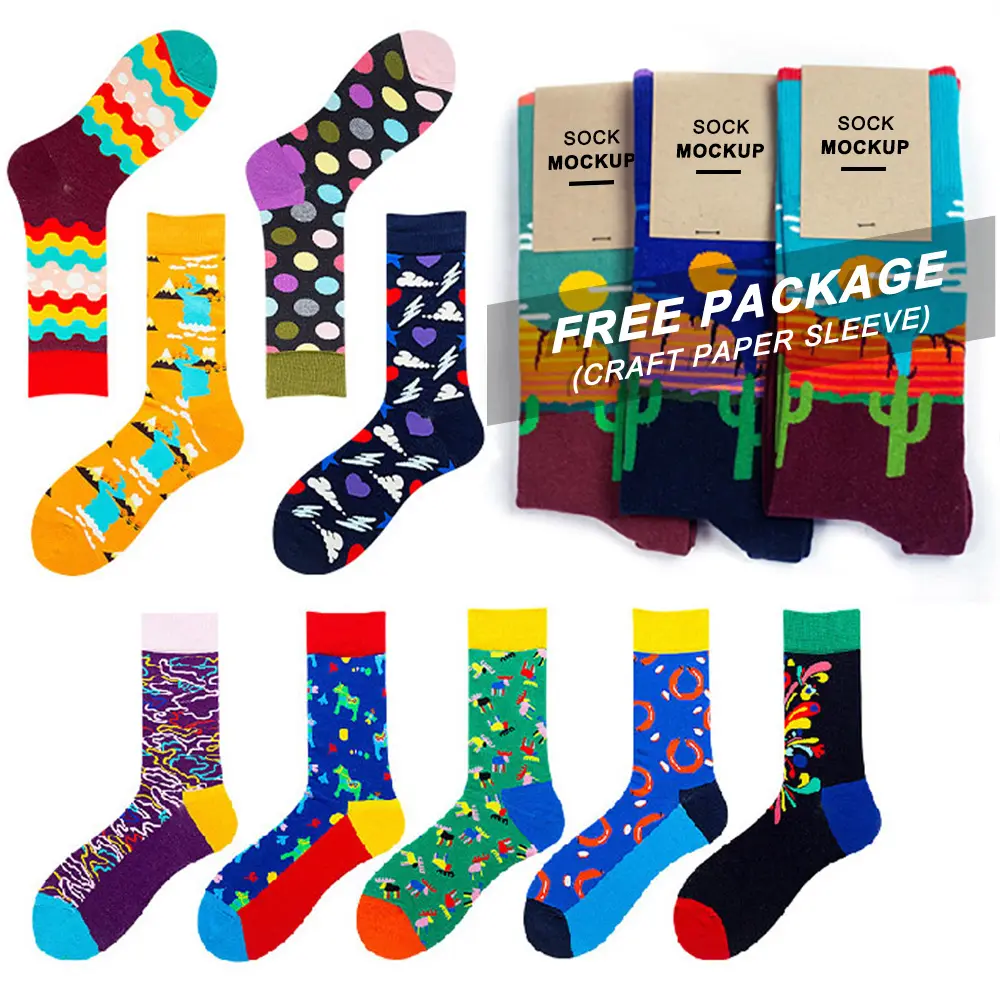 Free Packing Free Sample High Quality Funny Dress Socks Colorful Designer Socks Men Happy Funny Socks Unisex