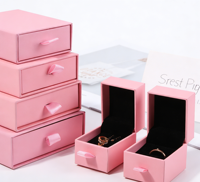 Boîte de rangement pour bijoux en cuir rose, style tiroir - Usine d'emballage de luxe certifiée FSC du Vietnam
