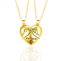 Collier de couple créatif pour la saint-valentin, pendentif magnétique main dans la main, cœur, crochet de traction assorti, colliers de souhait