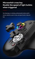 Manette sans fil BSP-D8 Pro pour Switch, PS4, Android, iOS, PC – Contrôle précis avec double joystick Hall RGB