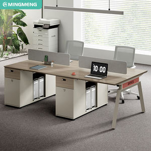 Bureau informatique moderne en panneau mélaminé, design modulaire pour bureaux de 2/4/6 personnes, résistant à l'eau, anti-rayures, tiroirs à dossiers - Product Image 2