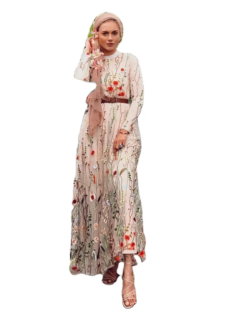 Fashionable lace embroidered 2022 new style Glory muslim dress for ladies Glory abaya 2022 new style Glory muslim dresses