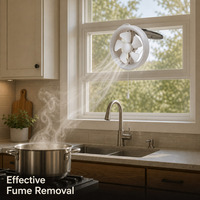 Ventilateur d'extraction compact blanc de 6 pouces avec interrupteur à cordon, silencieux (50 dB), 20W, alimenté en courant alternatif, pour installation sur fenêtre de salle de bain et de cuisine