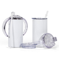 Gobelet isotherme en acier inoxydable de 12 oz pour enfants, vierge pour sublimation, avec double couvercle et couvercle à paille étanche, réutilisable, vente en gros