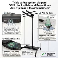 Support de panneau LED intelligent réglable en hauteur SREST-L avec 3 préréglages de mémoire et télécommande sans fil pour la rééducation corporelle OEM