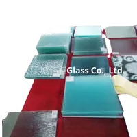 12MM Ultra putih dicat bubuk emas perak kaca Tempered berwarna struktur Solid Sablon