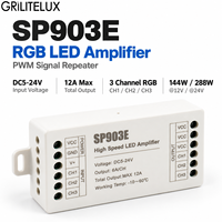 SP903E RGB LED Amplifier DC5-24V Modul Penguat Sinyal PWM 12A Maks untuk Pengontrol Strip RGB