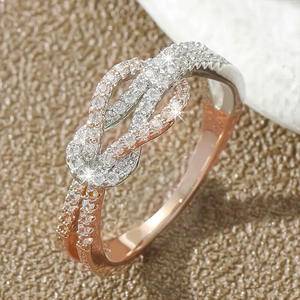 Anillo de compromiso de oro rosa con diamantes para mujer, corte redondo brillante, color H natural, diseño infinito T0571 - Product Image 2