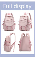 Katseye Tas Ransel Fashion Poliester USB Gaya Netral Lintas Batas dengan Pola Cetak Tepi Kontras Kapasitas Besar Gaya Korea