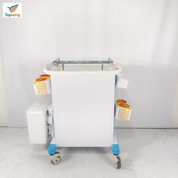 Chariot médical d'hôpital en plastique, chariot de traitement à 3 tiroirs, verrouillage central, roulettes silencieuses, durable et léger pour usage en USI et en Urgence