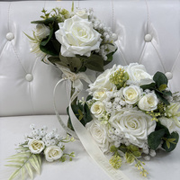 LISSE tenant artificielle soie Rose Babybreath mariée fleurs Bouquets décorer mariage Bouquet de mariée pour la mariée