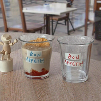 Tasse en verre transparente à usage domestique quotidien 350ML Design simple classique pour café American Iced Latte Coffee Juice Cold Drinks