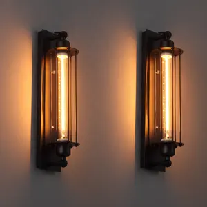 Industriale Riparo Della Parete di Illuminazione Filo D'epoca Gabbia Steampunk Lampada Edison Lampade Da Parete A Led
