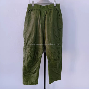 Custom Olive Green Faux Leather <strong>Trousers</strong> for Women Casual Office Bottoms Pants <strong>Ladies</strong> - Product Image 4