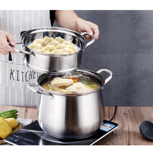 Thép không gỉ 304 Công suất siêu lớn sâu súp nồi dày súp cơ sở cực cao nồi thủy tinh bao gồm khí cảm ứng tương thích - Product Image 1