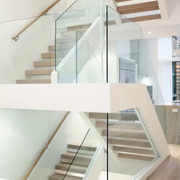 Escalier droit moderne personnalisable haut de gamme avec marches en métal et marbre, garde-corps en verre, éclairage LED, écologique, garantie 5 ans, pour villa intérieure