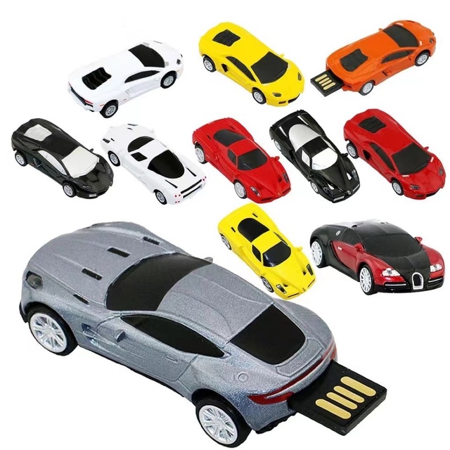YONANSON Custom Logo Plastic Sports Car USB Flash Drive 128GB Drive16GB 32GB 64GB Drive USB Memory Disk Storage Promotional Gift