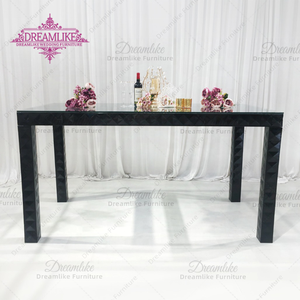 Hình chữ nhật thanh thép không gỉ bảng màu đen được thiết kế bàn đám cưới ngoài trời với kính đầu sơn màu đen - Product Image 2