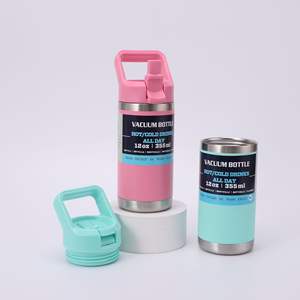 12Oz Bpa Gratis Kinderen Kind Dubbele Muur Custom Logo Rvs <span class=keywords><strong>Kids</strong></span> Waterfles Voor School Met Stro Deksel - Product Image 3