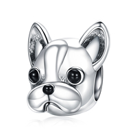 Pendentif Chien Bouledogue Français Plaqué Argent, Breloque Animale Mignonne en Alliage, Bijou Unisexe, Idéal Cadeau