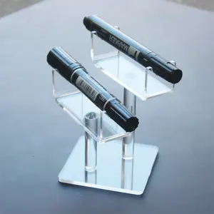 Présentoir à 2 niveaux en acrylique Transparent, en forme de stylo, présentoir à cosmétiques pour la maison