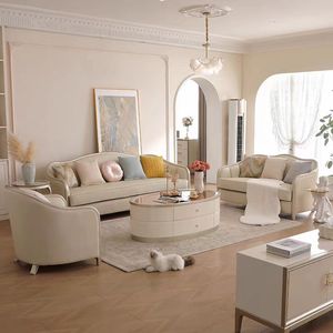 2025 Thiết Kế Mới Chất Lượng Cao Sang Trọng Hoàng Gia Pháp-Phong Cách Cổ Điển Châu Âu Sofa Da Set Với Cong Lan Can - Product Image 1