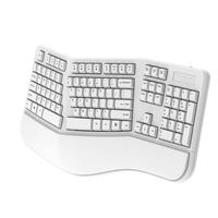Clavier ergonomique sans fil à vente chaude avec repose-poignets, clavier ergonomique silencieux rechargeable pleine taille pour la maison et le bureau