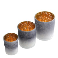 Pot de bougie en verre coloré dégradé de galvanoplastie créatif bougeoir rouge vert givré avec couvercle pour Noël