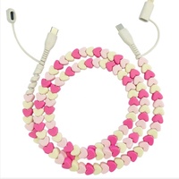 Câble USB Type-C Adorable avec Breloques Cœur et Perles, Charge Rapide 5A pour Téléphones et Ordinateurs, Blindage Tressé, Longueur Personnalisable