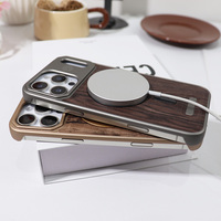 Funda de Teléfono con Textura de Madera y Cuero, Personalizable con Logotipo, Carga Inalámbrica Magnética, para iPhone 17 Pro Max 16 15 14, Venta al Por Mayor