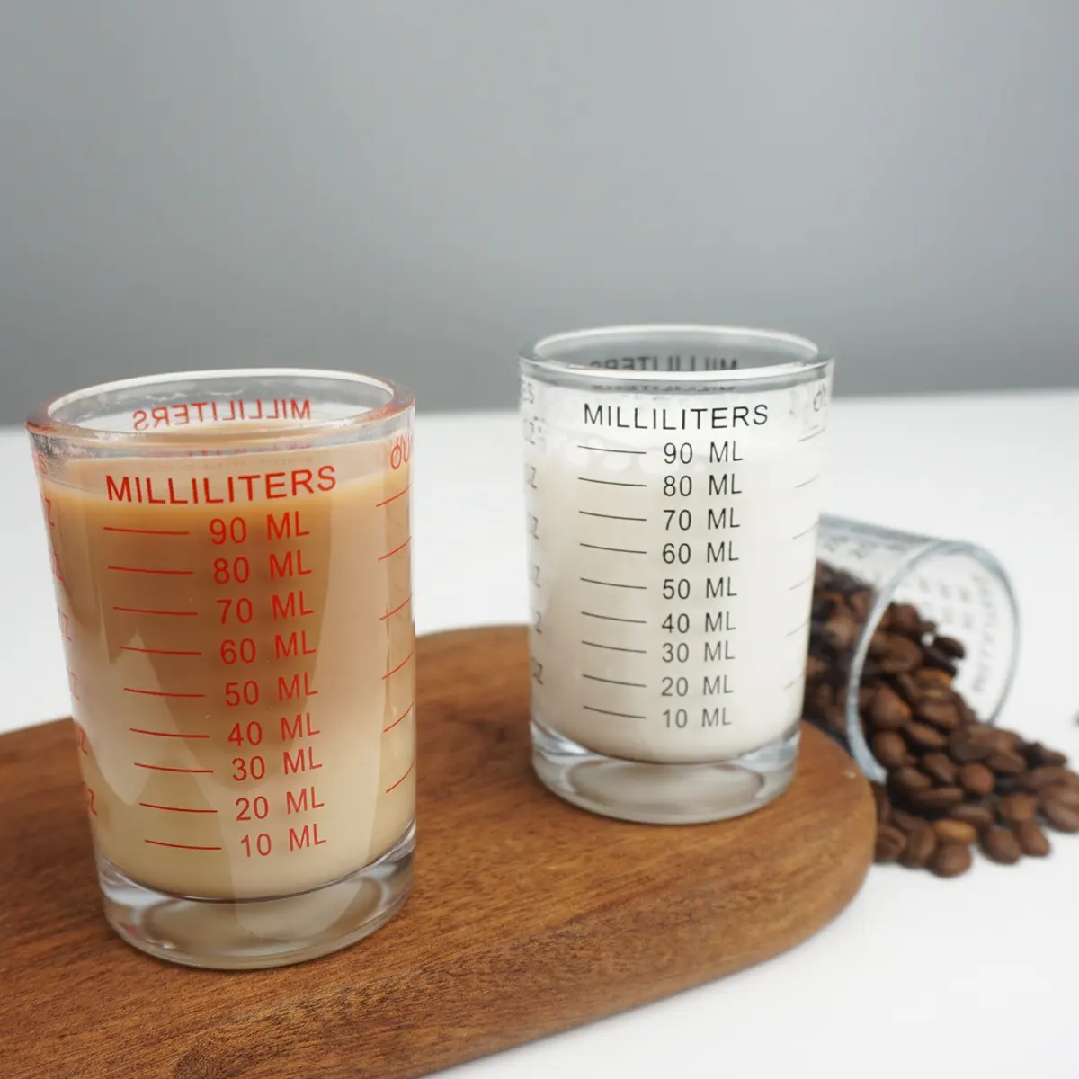 BCnmviku 90ML/3 औंस बेकरी गर्म ठंडे पेय पदार्थों के लिए मापने वाला ग्लास कप रसोई सहायक उपकरण, अनुकूलित लोगो और मापने वाले चार्ट