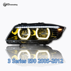 ชุดไฟหน้า LED สำหรับ BMW ซีรีส์ 3 E90 แบบดัดแปลง, ไฟ DRL สองสี, ไฟวงแหวนสีเหลืองแบบสลับได้, เลนส์โปรเจคเตอร์ - Product Image 5