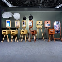Photobooth en bois avec écran de 18,5 pouces pour appareil photo reflex numérique, idéal pour les fêtes et mariages, style vintage - Prix compétitif