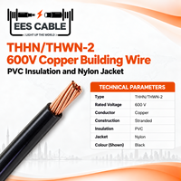 Fil de construction en cuivre THHN/THWN-2 600V avec isolation en PVC et gaine en nylon, résistant à la chaleur et à l'humidité