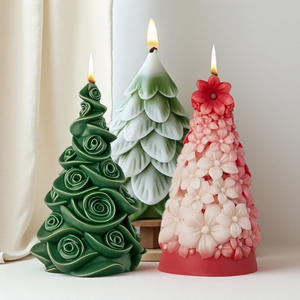 Moule en Silicone Arbre de Noël <span class=keywords><strong>pour</strong></span> Gâteau Mousse, <span class=keywords><strong>Kit</strong></span> Festif de Fabrication de <span class=keywords><strong>Bougies</strong></span> DIY avec Encens d'Aromathérapie et Outil de Meulage en Gypse - Product Image 1
